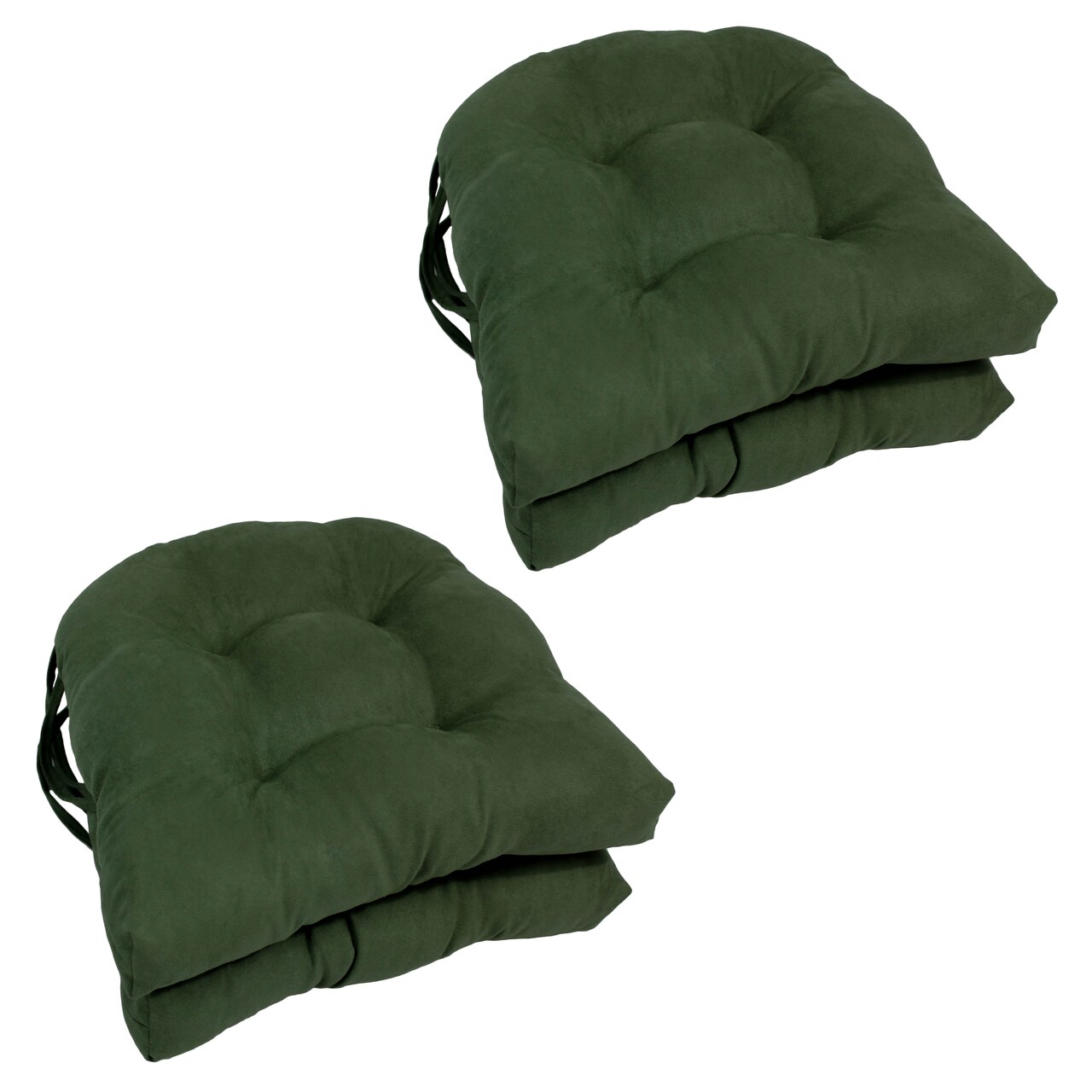 16-inch Solid Micro Suede U-shaped Tufted Chair Cushions (Set of 4) - Hunter Green